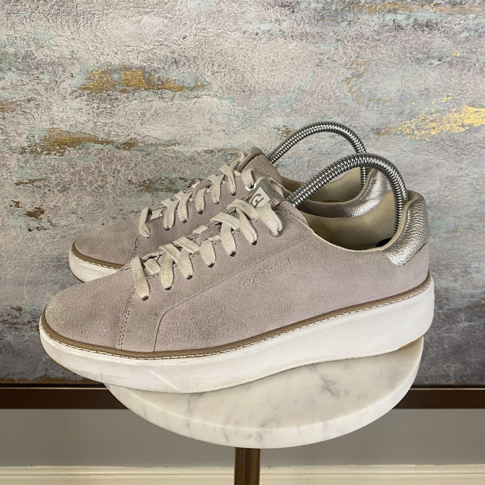 Cole Haan Grandseries Shoes Womens Size 8 Gray Suede Platform Sneakers W25978